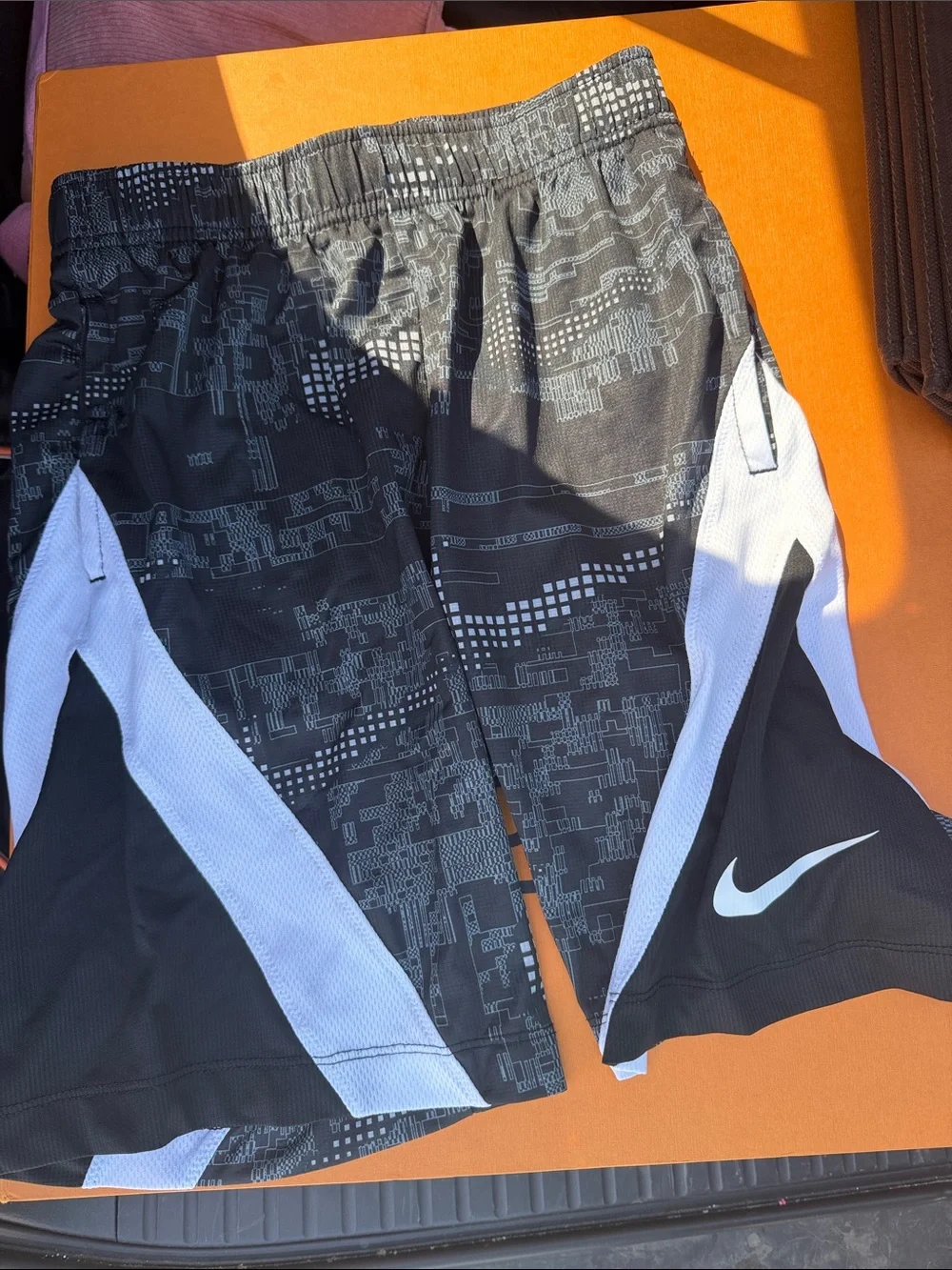 Nike Boys’ Dri-FIT Printed Training Shorts – Black/White/Grey